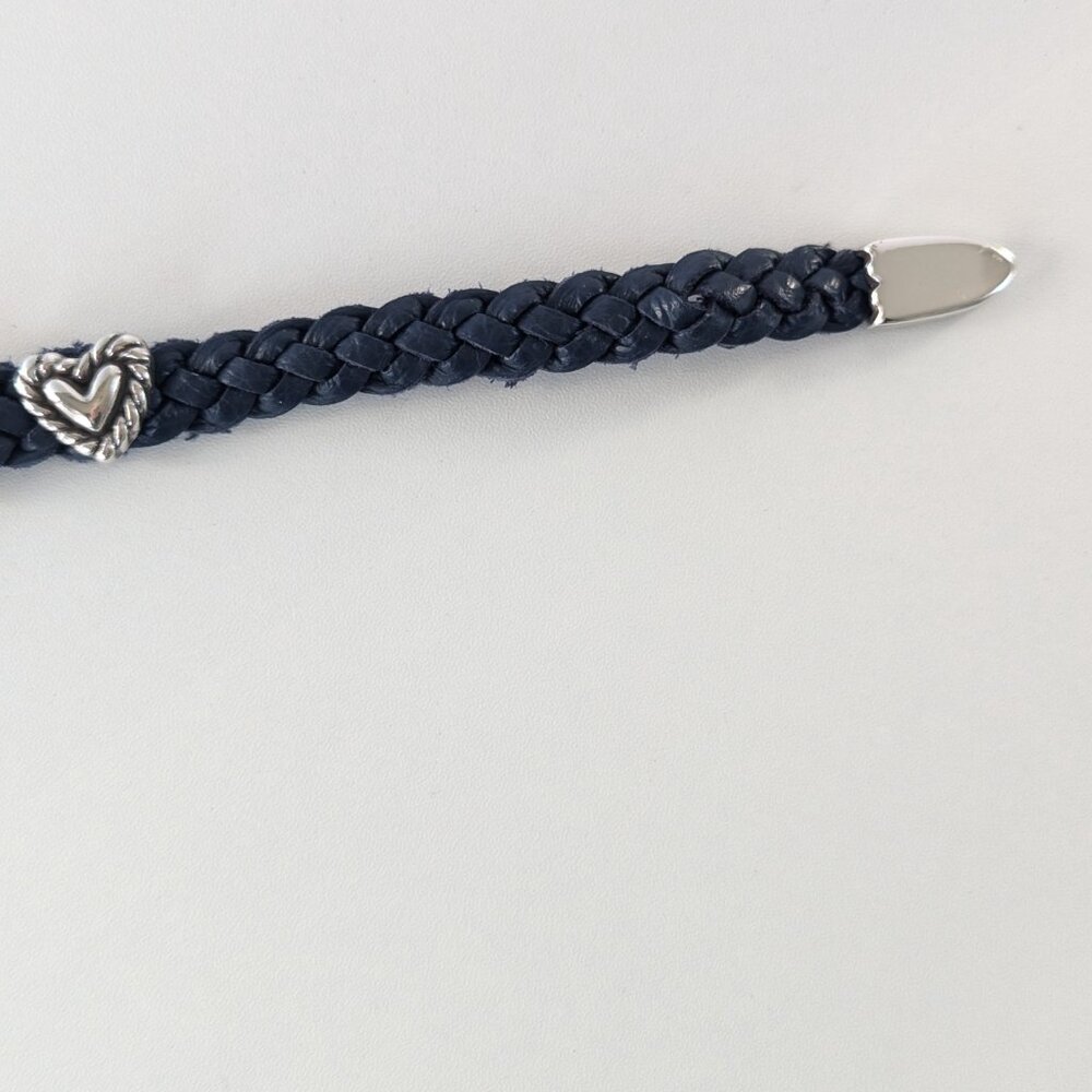 Brighton Navy Roped Heart Braid Bandit Leather Bracelet Adjustable Buckle NWT - Picture 5 of 8